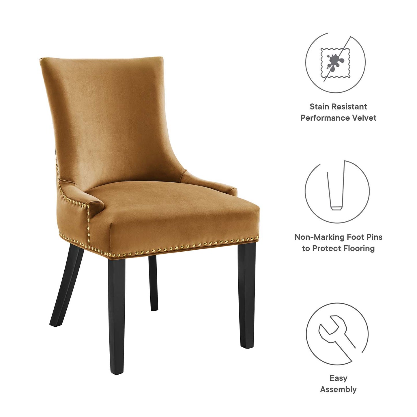 Marquis Performance Velvet Dining Chairs - Set of 2 By Modway - EEI-5010 | Dining Chairs | Modishstore - 68