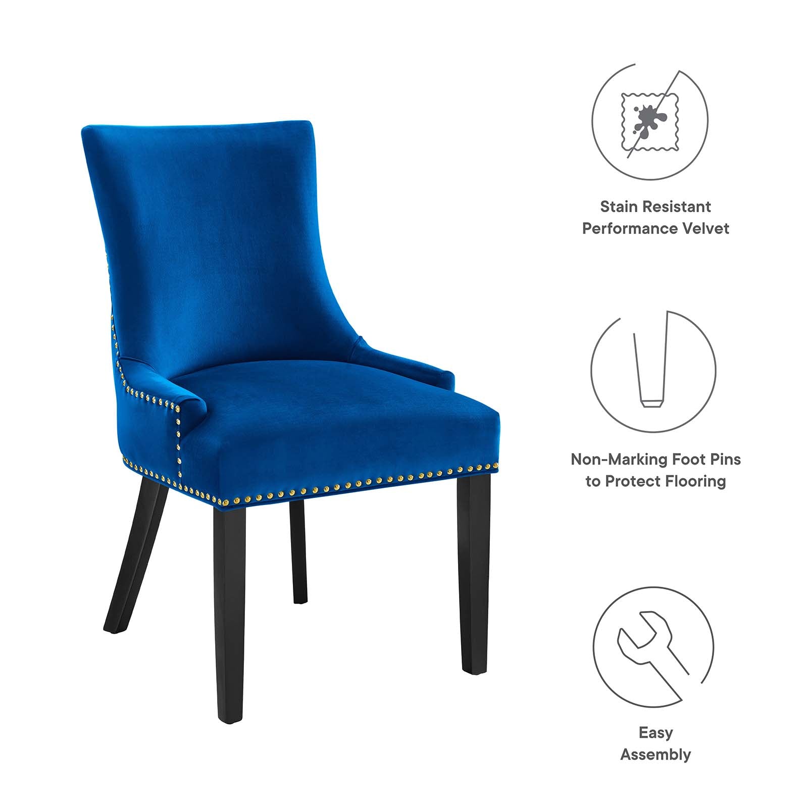 Marquis Performance Velvet Dining Chairs - Set of 2 By Modway - EEI-5010 | Dining Chairs | Modishstore - 73