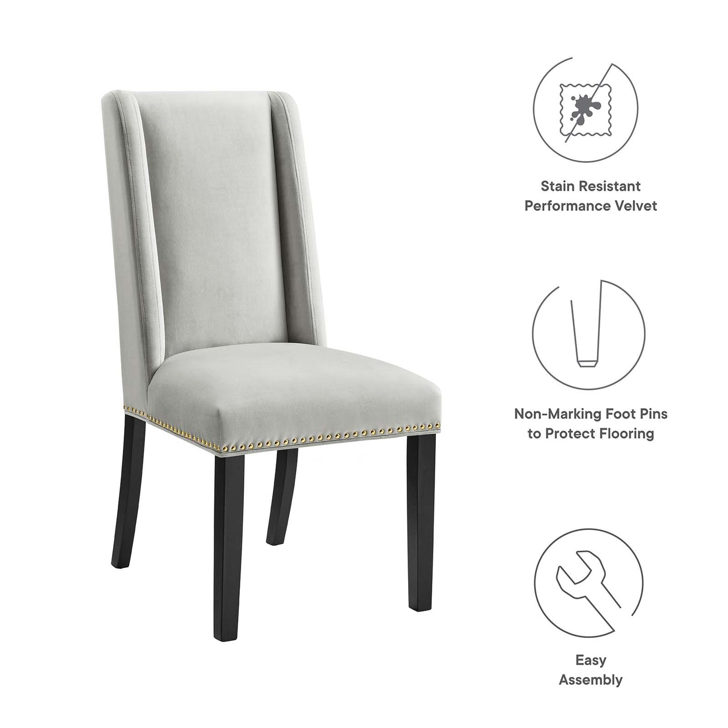 Baron Performance Velvet Dining Chairs - Set of 2 By Modway - EEI-5012 | Dining Chairs | Modishstore - 82