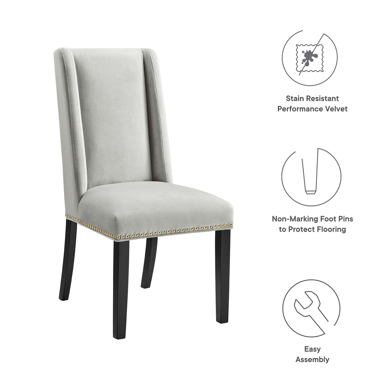 Baron Performance Velvet Dining Chairs - Set of 2 By Modway - EEI-5012 | Dining Chairs | Modishstore - 82
