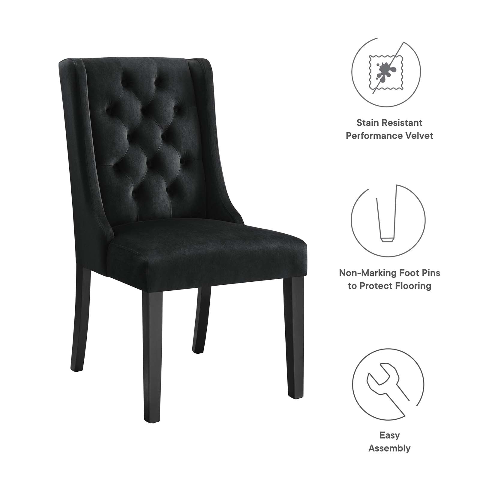 Baronet Performance Velvet Dining Chairs - Set of 2 By Modway - EEI-5013 | Dining Chairs | Modishstore - 7