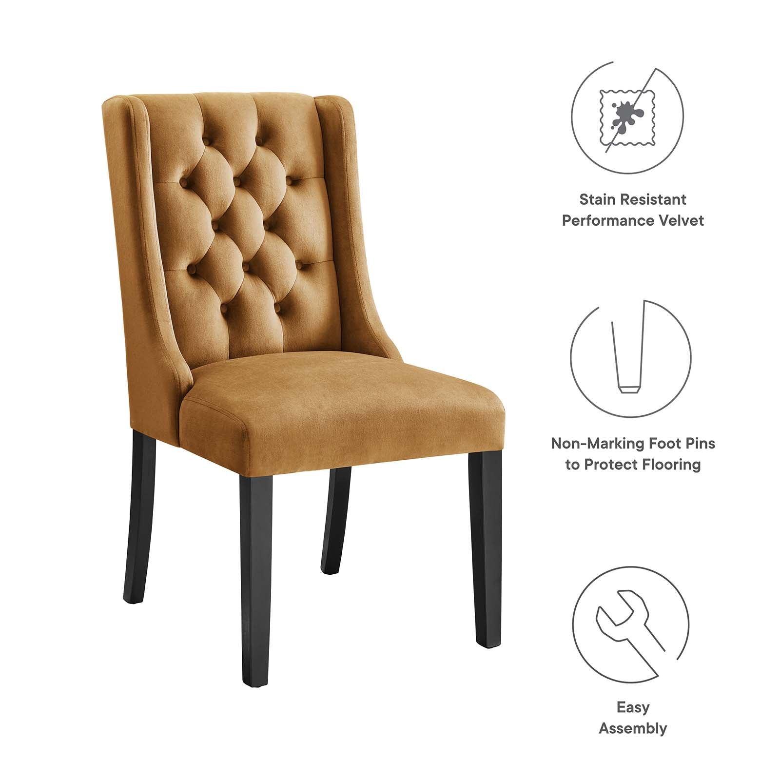 Baronet Performance Velvet Dining Chairs - Set of 2 By Modway - EEI-5013 | Dining Chairs | Modishstore - 22