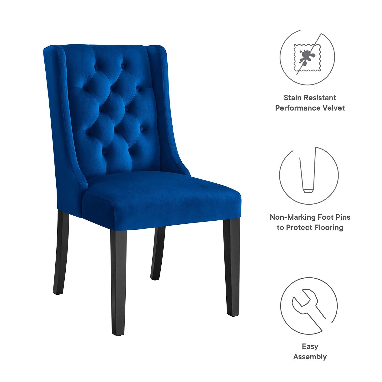 Baronet Performance Velvet Dining Chairs - Set of 2 By Modway - EEI-5013 | Dining Chairs | Modishstore - 62