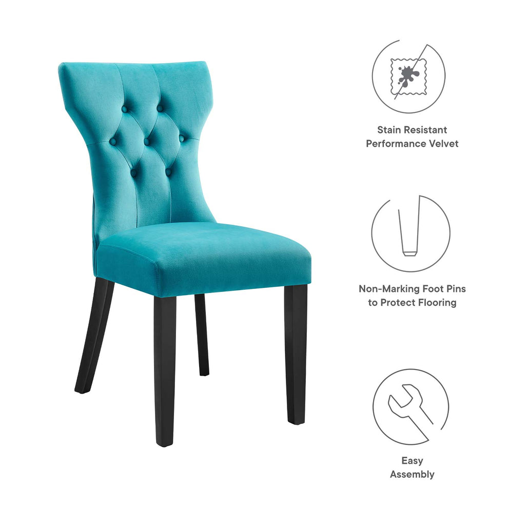 Silhouette Performance Velvet Dining Chairs - Set of 2 By Modway - EEI-5014 | Dining Chairs | Modishstore - 14