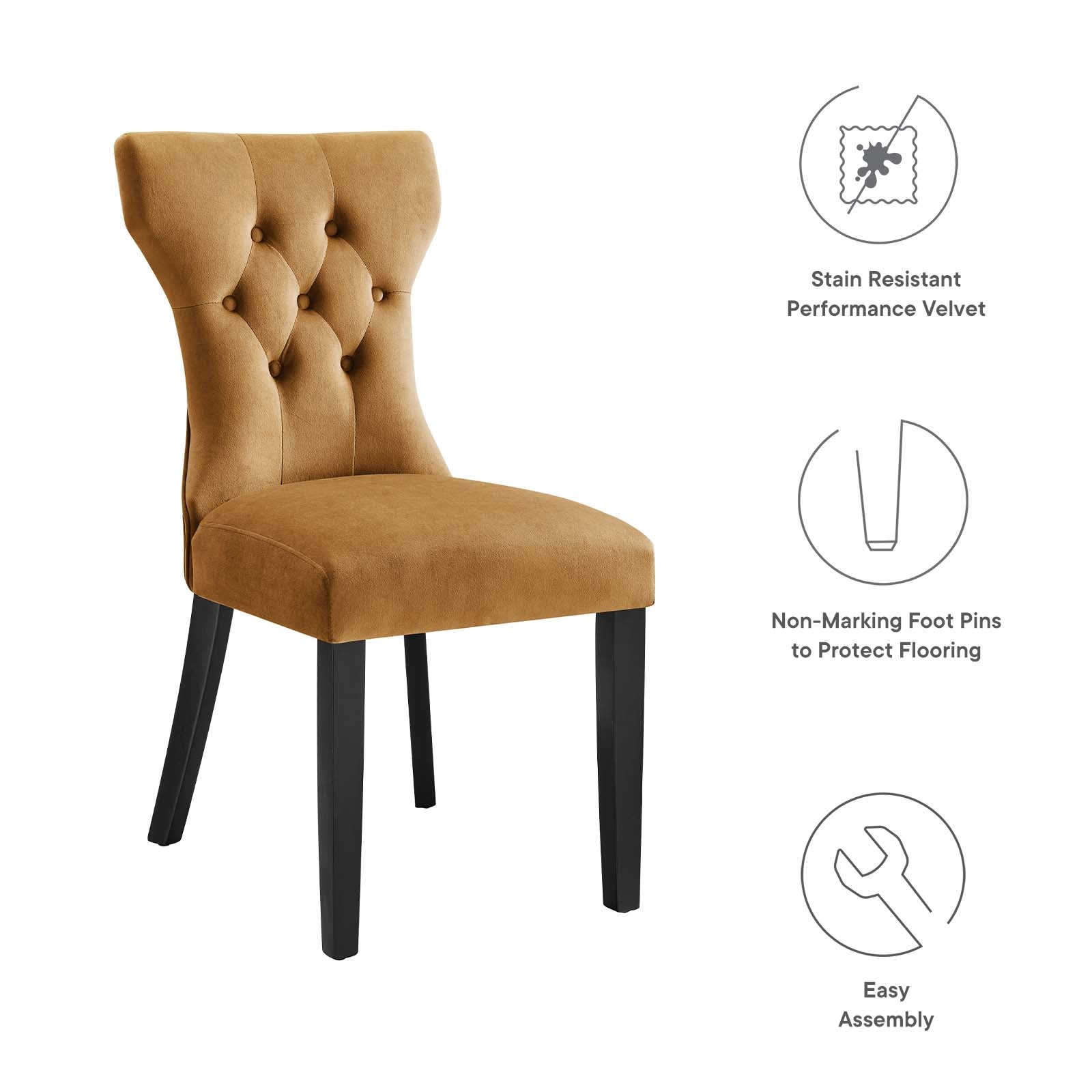 Silhouette Performance Velvet Dining Chairs - Set of 2 By Modway - EEI-5014 | Dining Chairs | Modishstore - 21