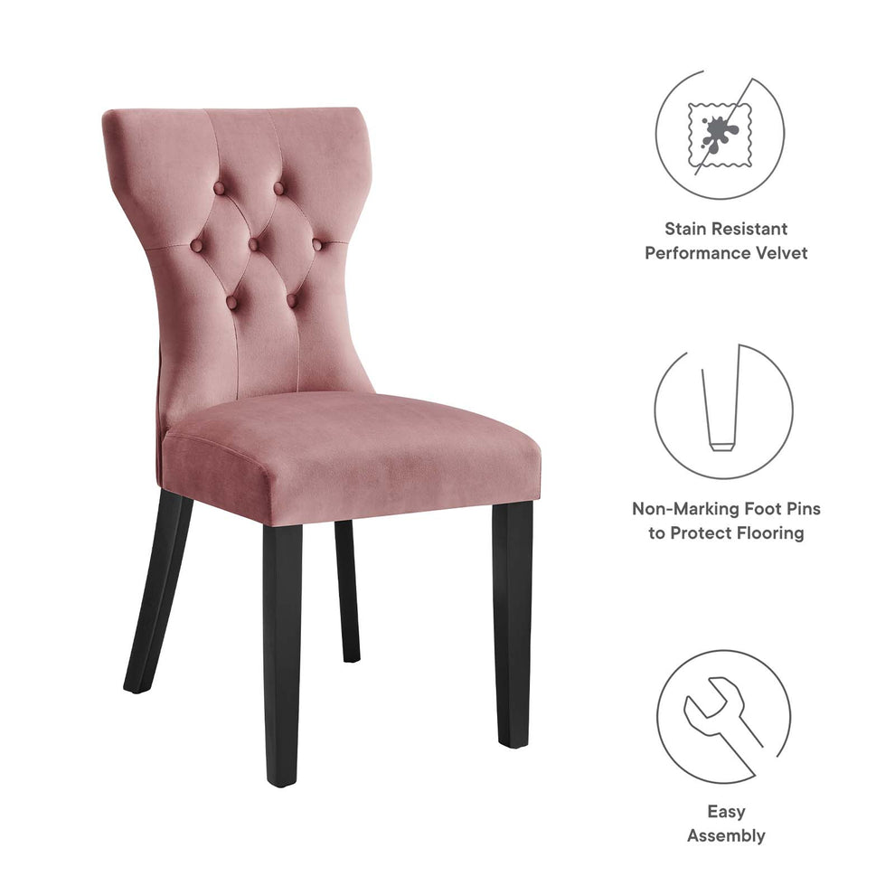 Silhouette Performance Velvet Dining Chairs - Set of 2 By Modway - EEI-5014 | Dining Chairs | Modishstore - 30