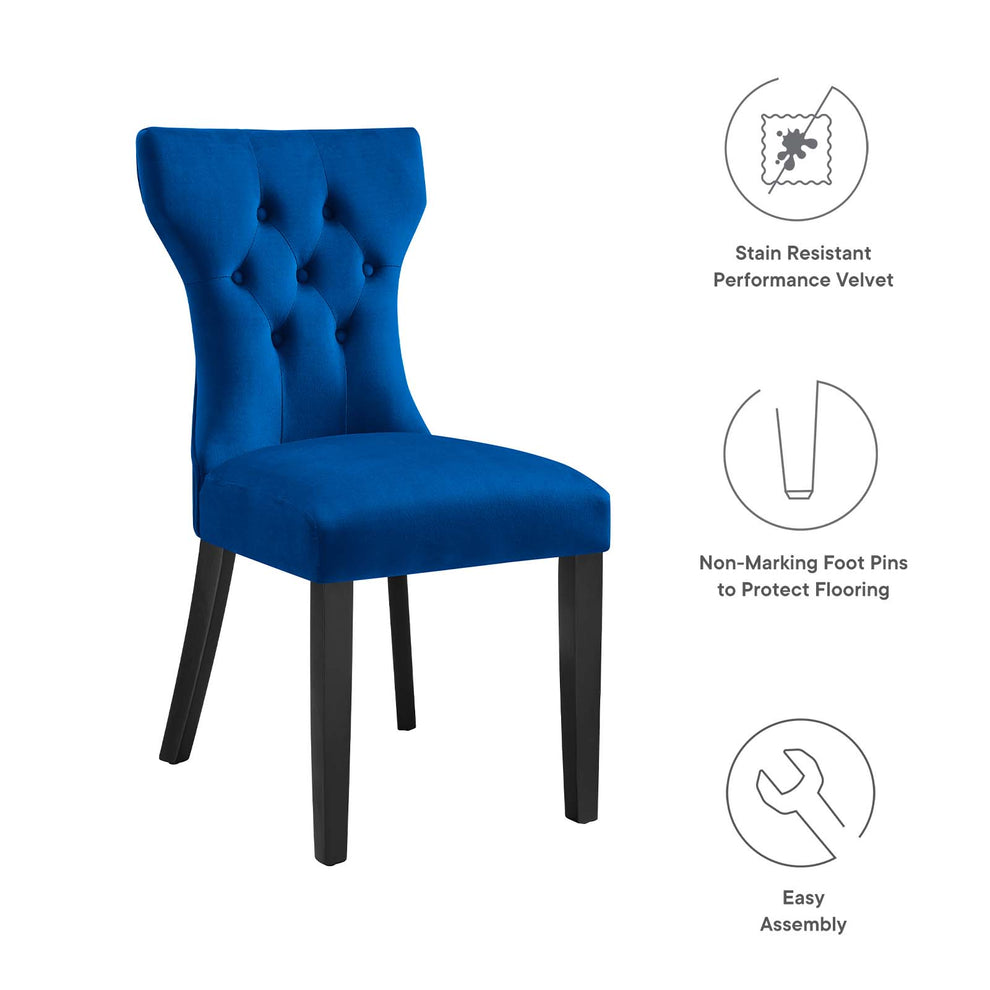 Silhouette Performance Velvet Dining Chairs - Set of 2 By Modway - EEI-5014 | Dining Chairs | Modishstore - 62