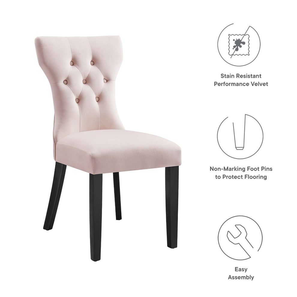 Silhouette Performance Velvet Dining Chairs - Set of 2 By Modway - EEI-5014 | Dining Chairs | Modishstore - 70