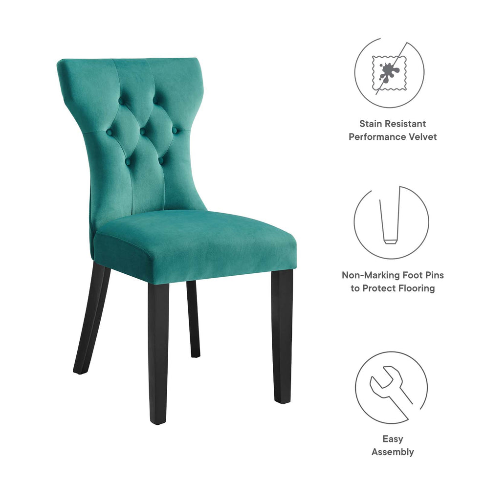 Silhouette Performance Velvet Dining Chairs - Set of 2 By Modway - EEI-5014 | Dining Chairs | Modishstore - 78