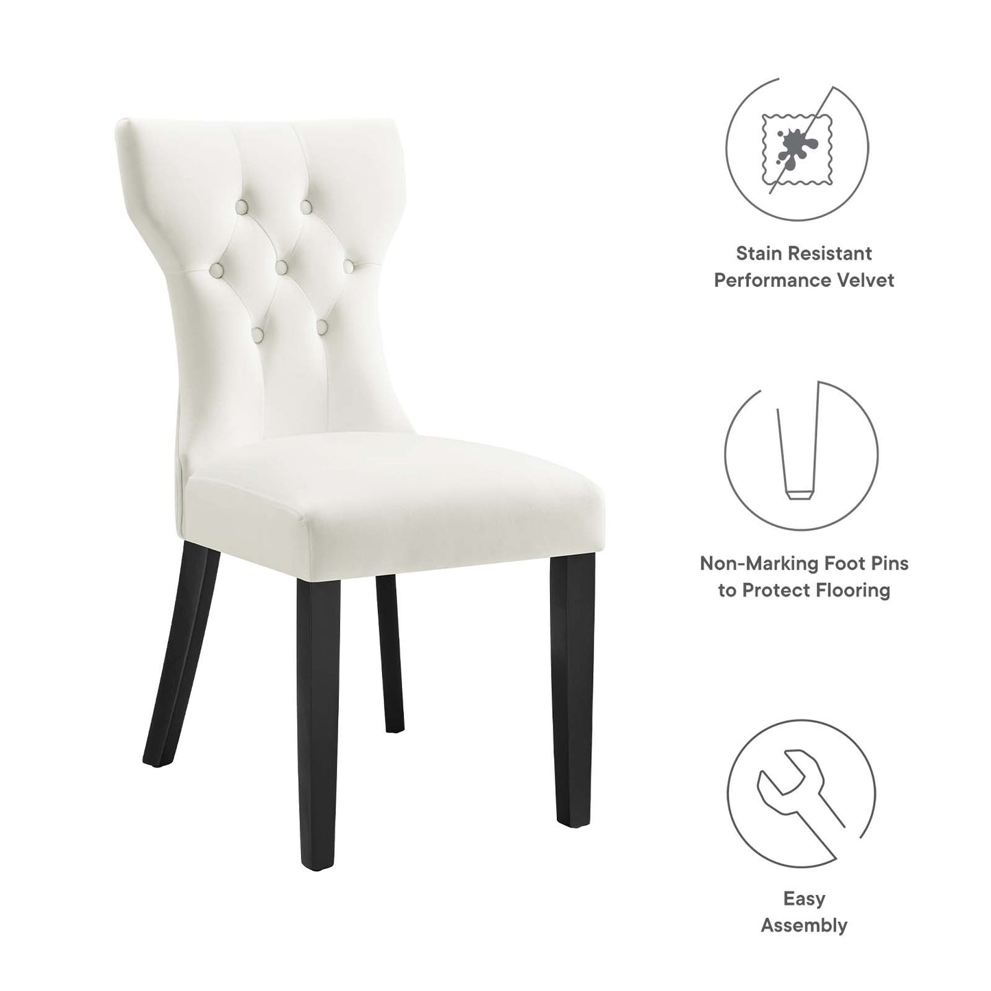 Silhouette Performance Velvet Dining Chairs - Set of 2 By Modway - EEI-5014 | Dining Chairs | Modishstore - 86