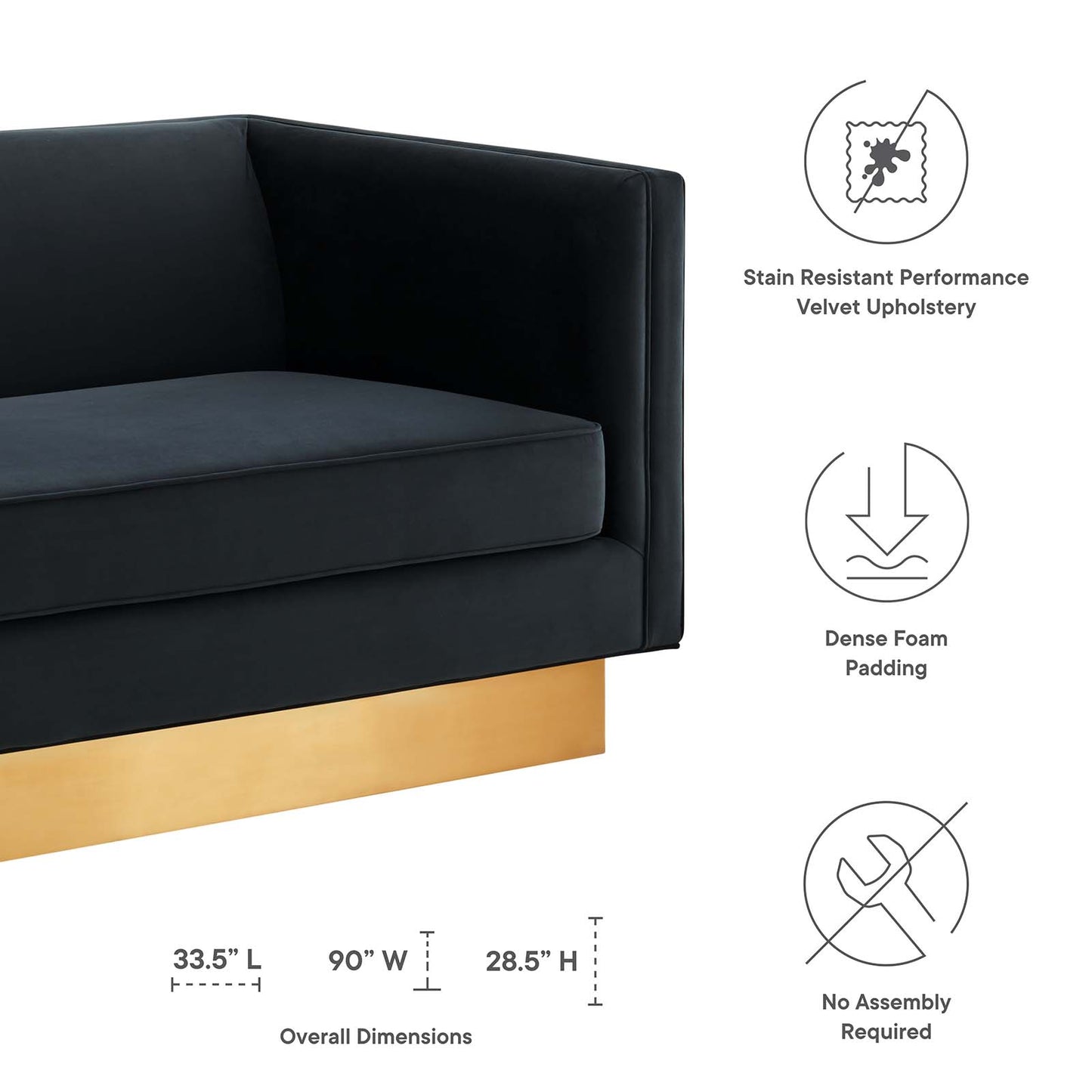 Eminence Upholstered Performance Velvet Sofa By Modway | Sofas | Modishstore-3