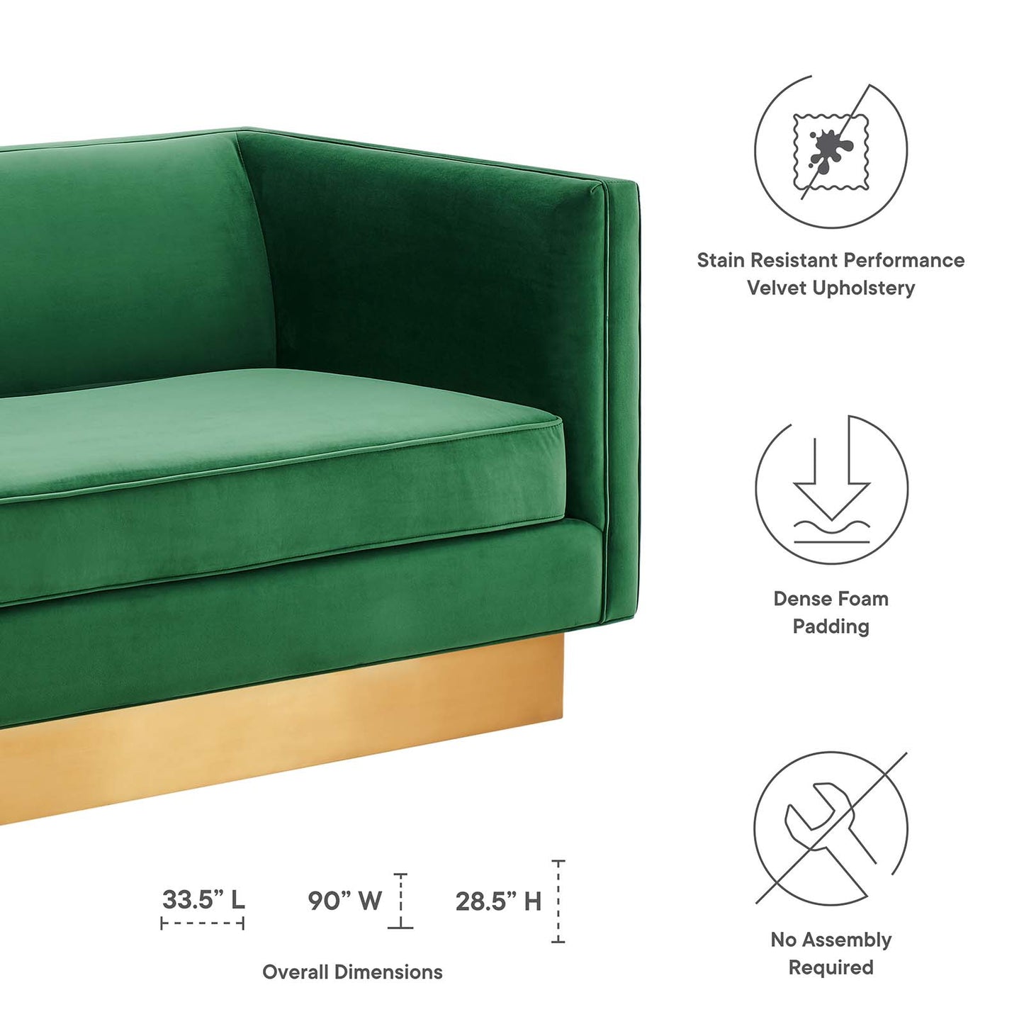 Eminence Upholstered Performance Velvet Sofa By Modway | Sofas | Modishstore-12