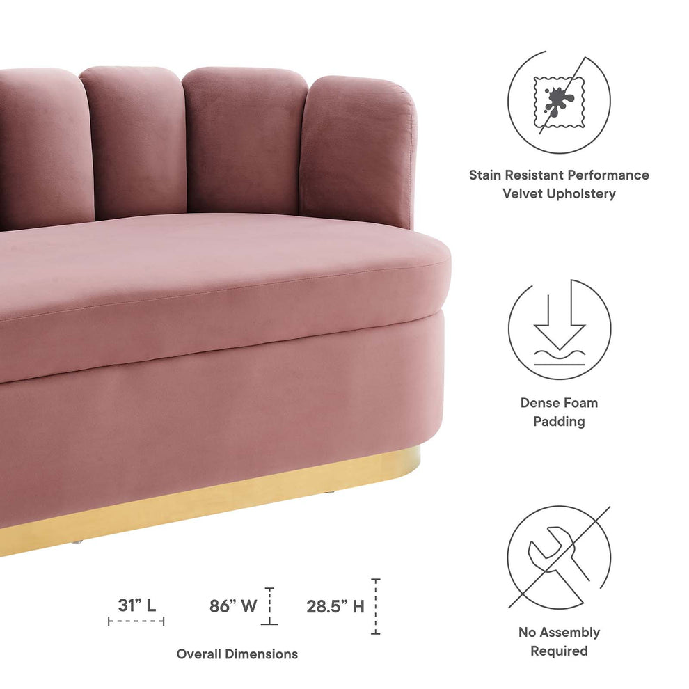 Victoria Channel Tufted Performance Velvet Sofa By Modway - EEI-5017 | Sofas | Modishstore - 4