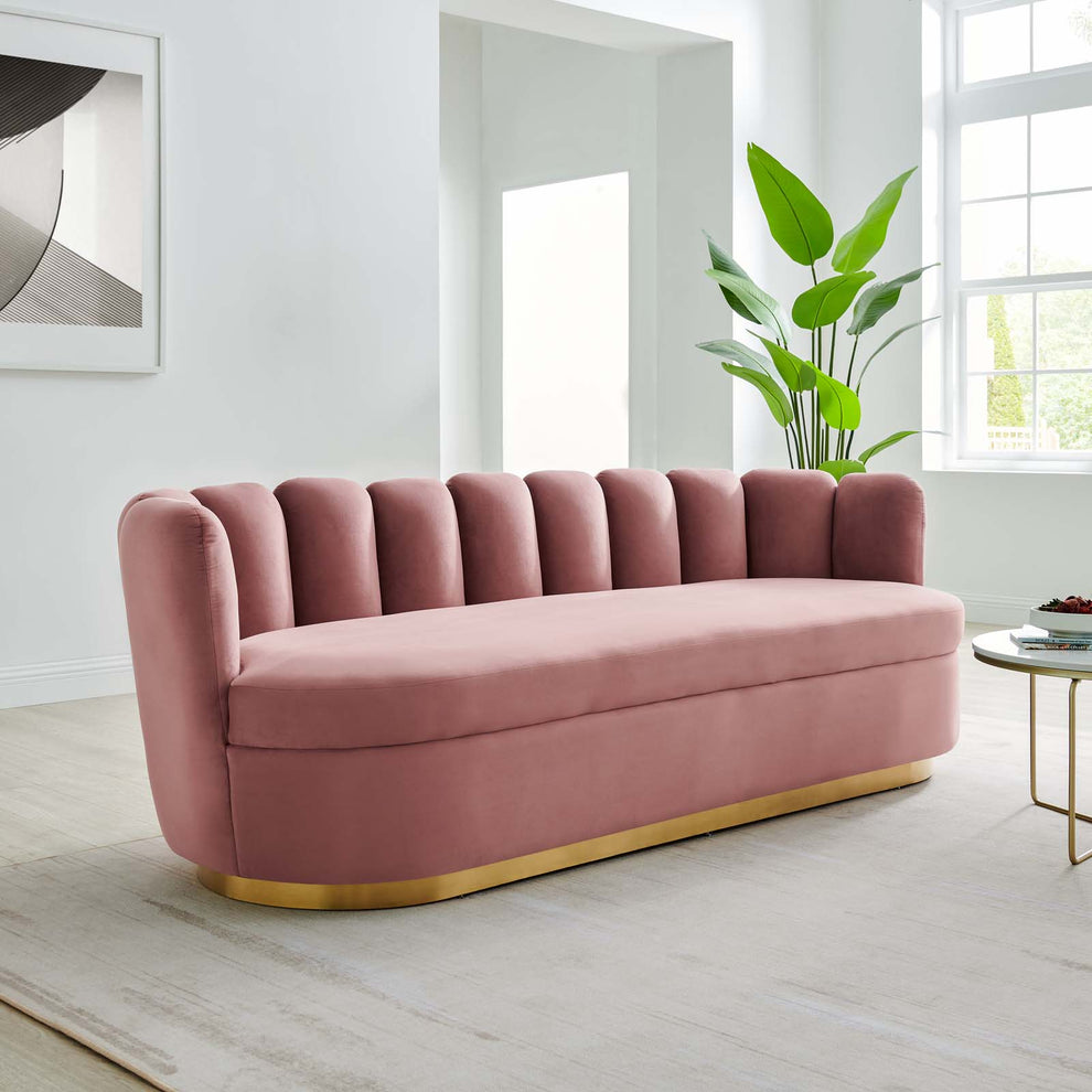 Victoria Channel Tufted Performance Velvet Sofa By Modway - EEI-5017 | Sofas | Modishstore - 1