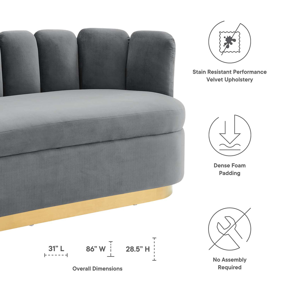 Victoria Channel Tufted Performance Velvet Sofa By Modway - EEI-5017 | Sofas | Modishstore - 12
