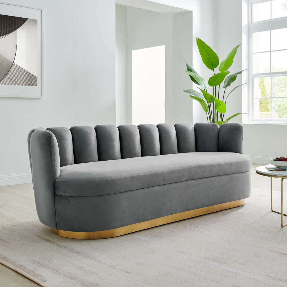 Victoria Channel Tufted Performance Velvet Sofa By Modway - EEI-5017 | Sofas | Modishstore - 9