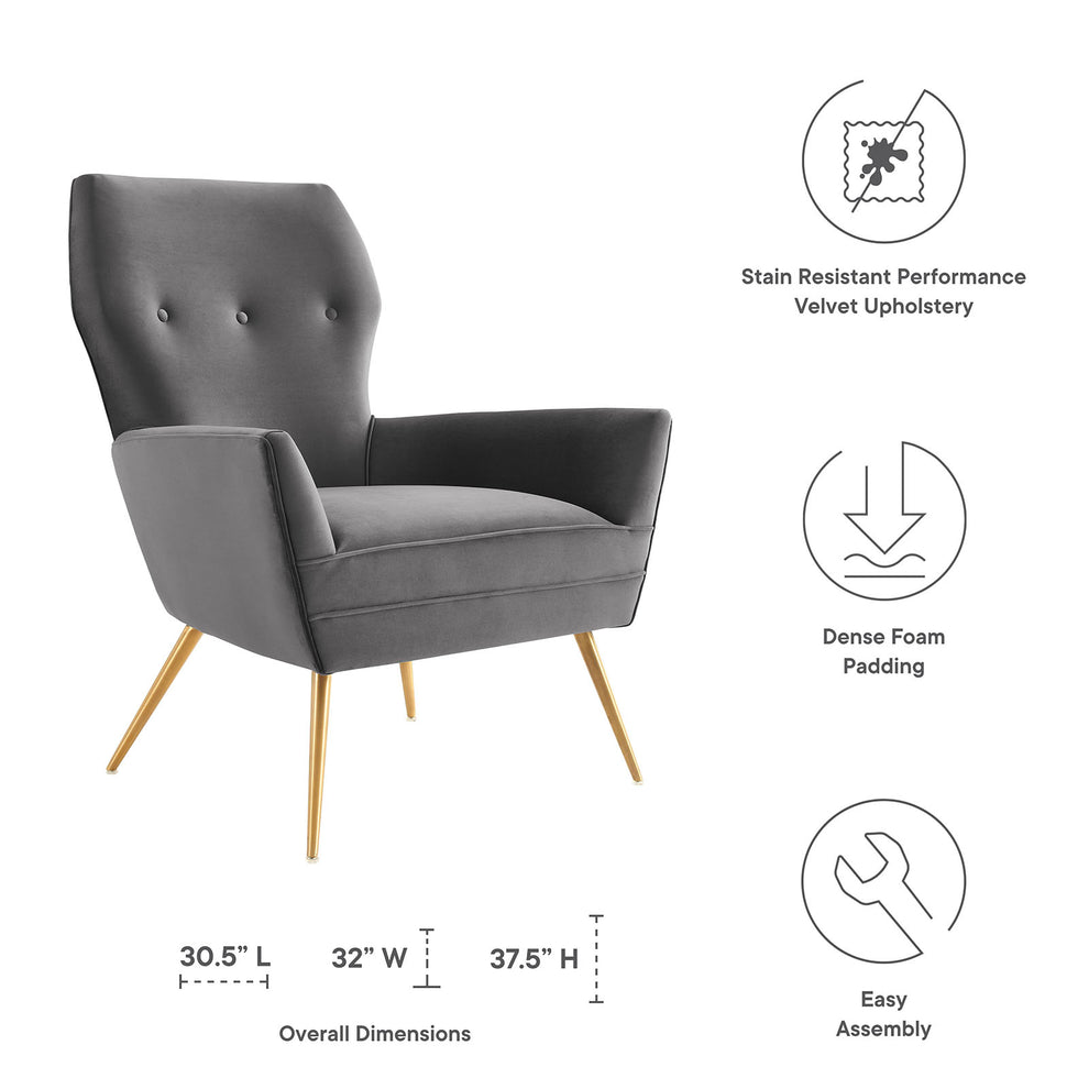 Renata Button Tufted Performance Velvet Armchair By Modway - EEI-5020 | Armchairs | Modishstore - 3