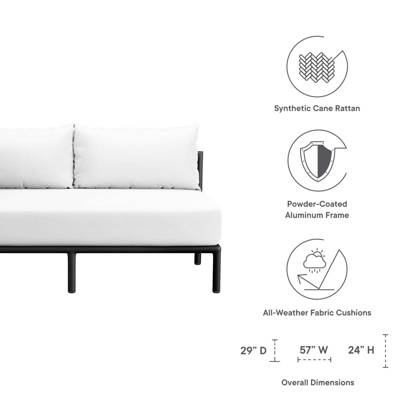Hanalei Outdoor Patio Left-Arm Loveseat By Modway - EEI-5022 | Outdoor Sofas, Loveseats & Sectionals | Modishstore - 6
