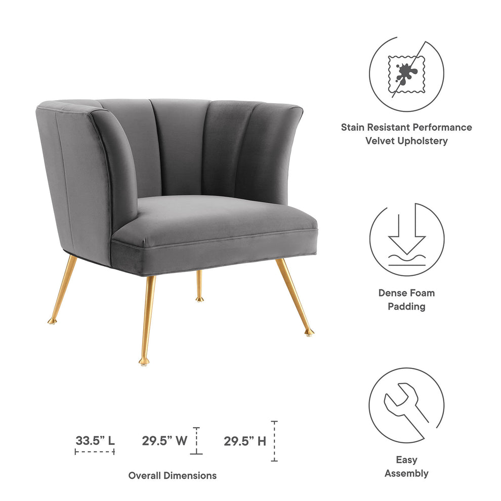Veronica Channel Tufted Performance Velvet Armchair By Modway - EEI-5023 | Armchairs | Modishstore - 3