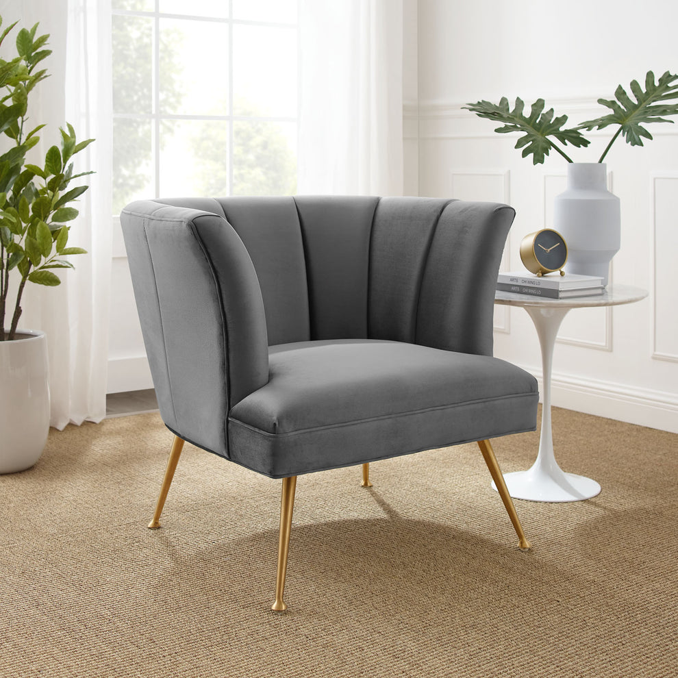 Veronica Channel Tufted Performance Velvet Armchair By Modway - EEI-5023 | Armchairs | Modishstore - 1