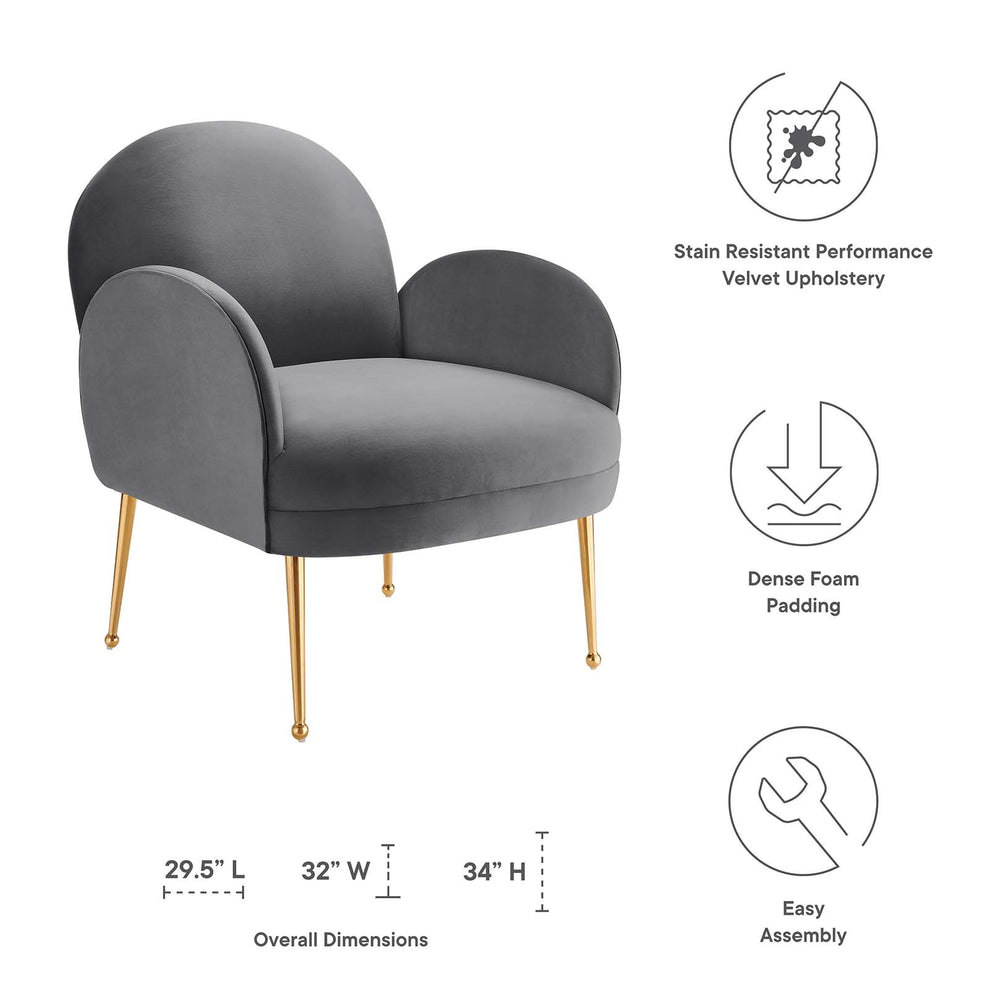 Transcend Performance Velvet Armchair By Modway - EEI-5026 | Armchairs | Modishstore - 3