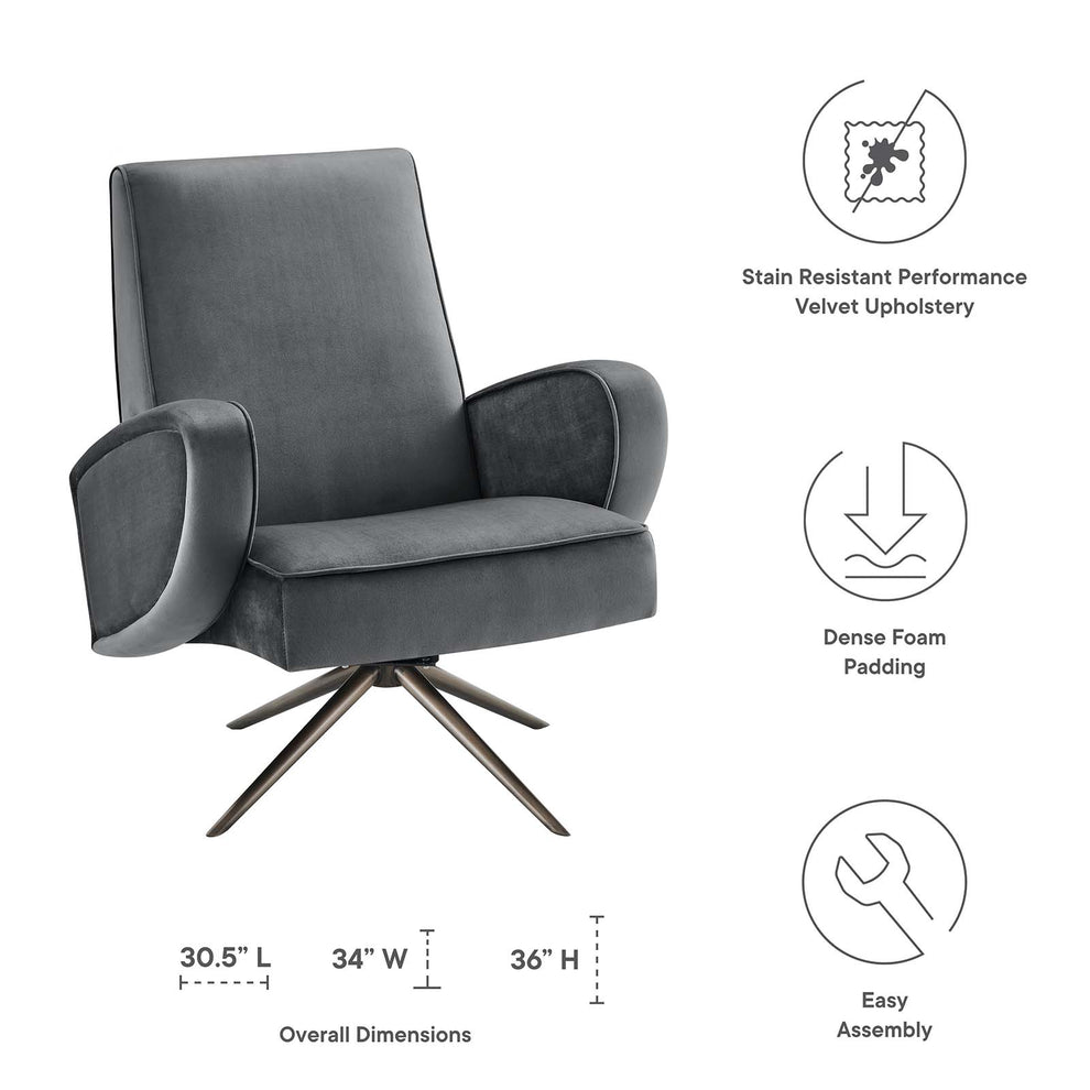 Superior Performance Velvet Swivel Chair By Modway - EEI-5027 | Lounge Chairs | Modishstore - 8