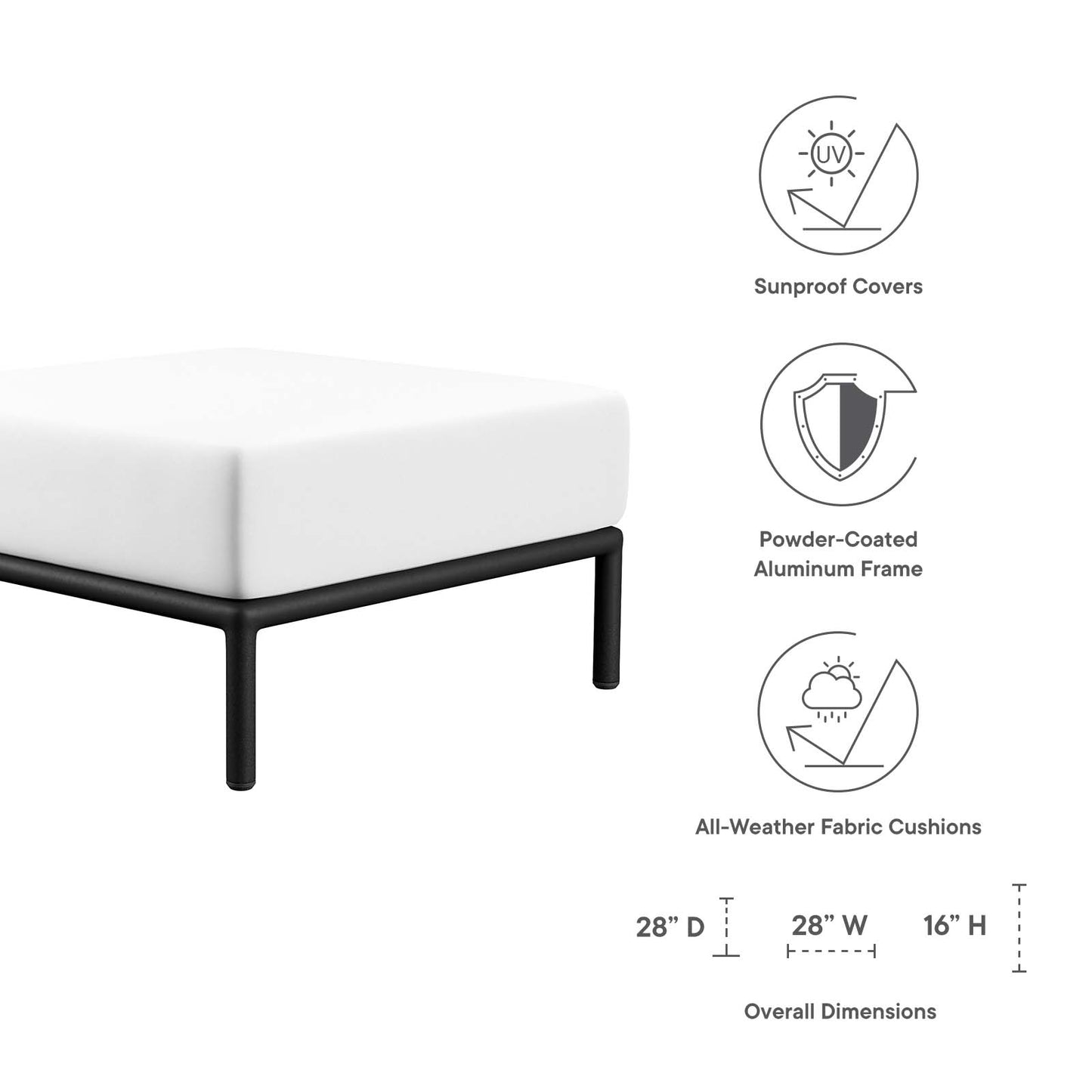 Hanalei Outdoor Patio Ottoman By Modway - EEI-5029 | Outdoor Ottomans | Modishstore - 4