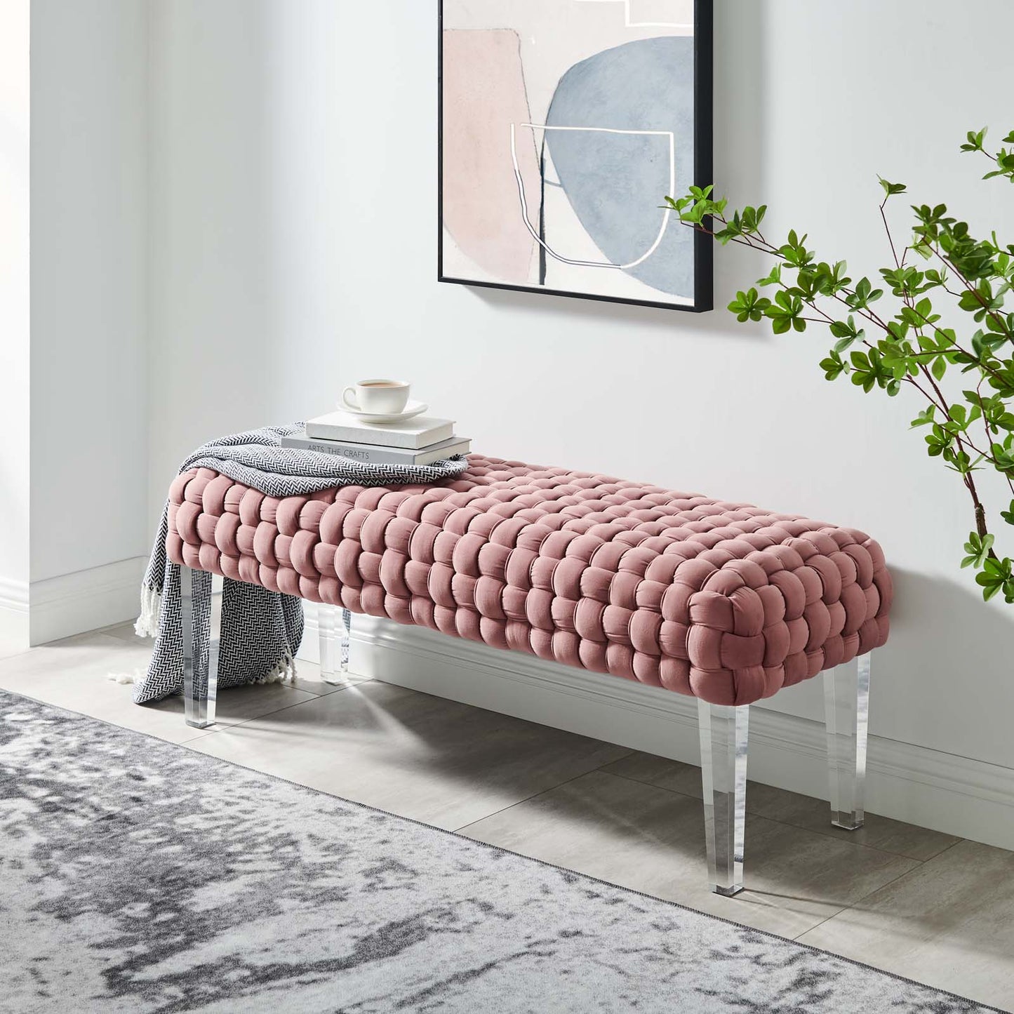 Prologue Woven Performance Velvet Ottoman By Modway - EEI-5037 | Ottomans | Modishstore - 1