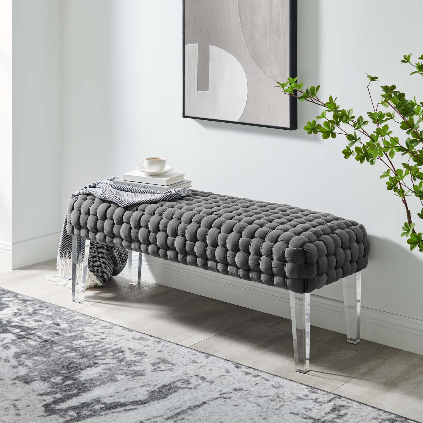 Prologue Woven Performance Velvet Ottoman By Modway - EEI-5037 | Ottomans | Modishstore - 14
