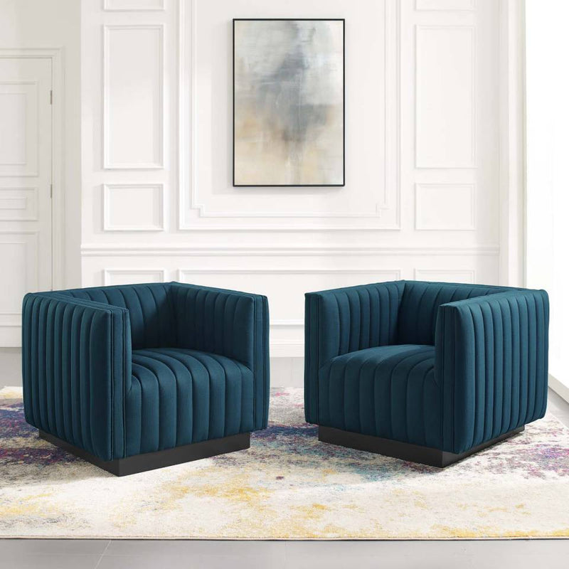 Modway Conjure Tufted Armchair Upholstered Fabric Set of 2 - EEI-5045 | Armchairs | Modishstore - 1