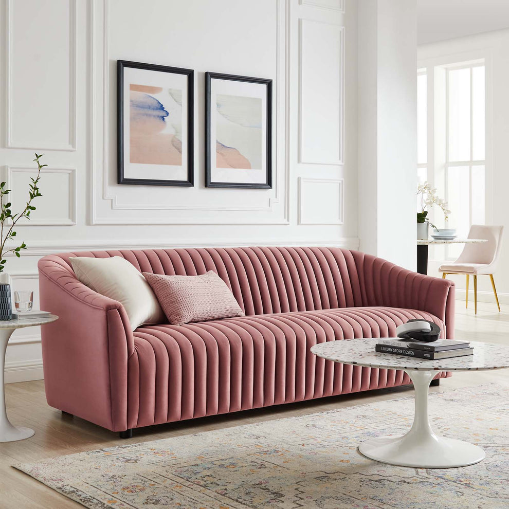 Announce Performance Velvet Channel Tufted Sofa By Modway - EEI-5053 | Sofas | Modishstore - 16