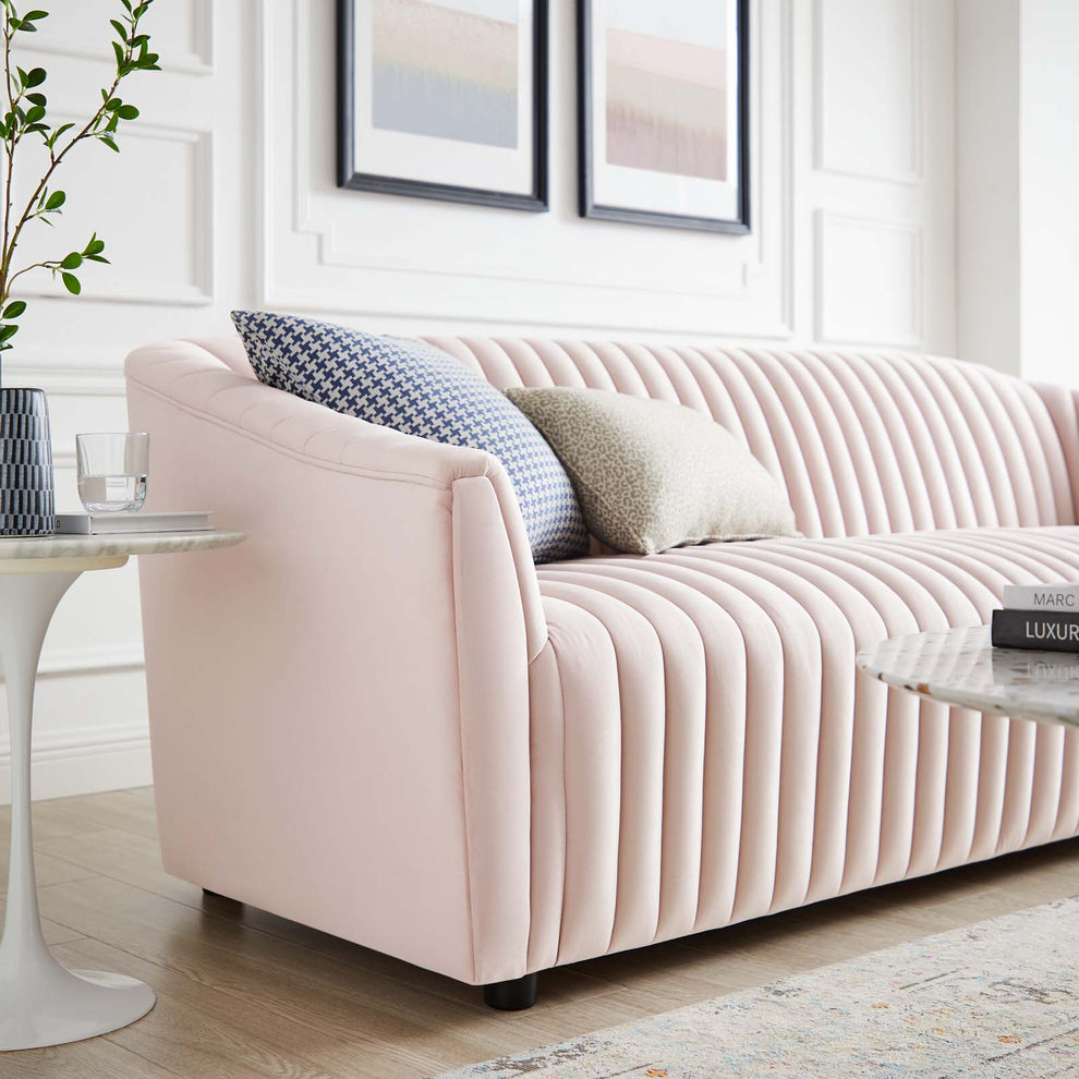 Announce Performance Velvet Channel Tufted Sofa By Modway - EEI-5053 | Sofas | Modishstore - 30