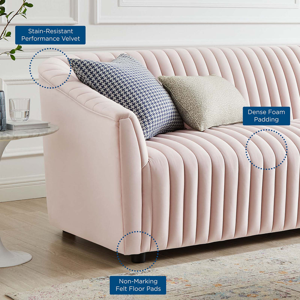 Announce Performance Velvet Channel Tufted Sofa By Modway - EEI-5053 | Sofas | Modishstore - 31