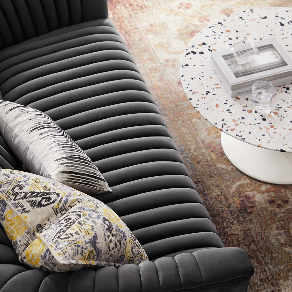 Announce Performance Velvet Channel Tufted Loveseat By Modway - EEI-5054 | Loveseats | Modishstore - 7
