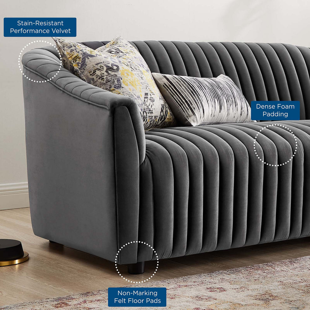 Announce Performance Velvet Channel Tufted Loveseat By Modway - EEI-5054 | Loveseats | Modishstore - 8