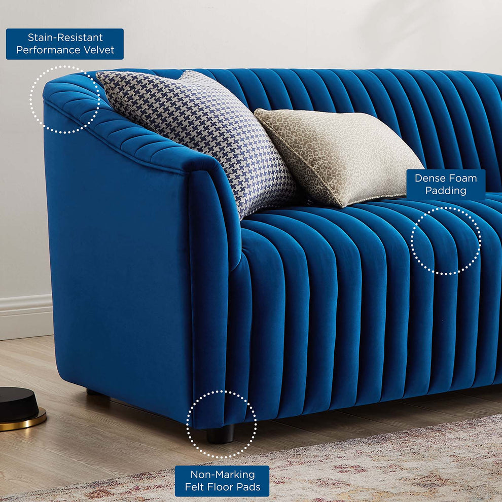Announce Performance Velvet Channel Tufted Loveseat By Modway - EEI-5054 | Loveseats | Modishstore - 23