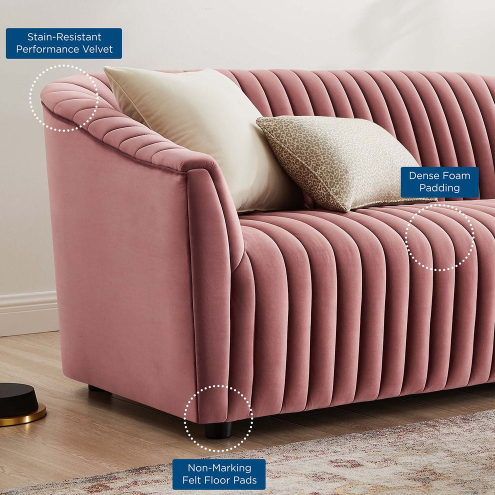Announce Performance Velvet Channel Tufted Loveseat By Modway - EEI-5054 | Loveseats | Modishstore - 15