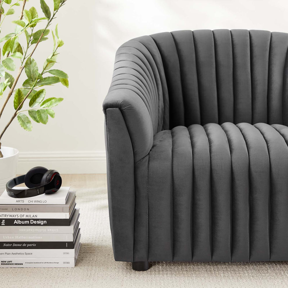 Announce Performance Velvet Channel Tufted Armchair By Modway - EEI-5055 | Armchairs | Modishstore - 7