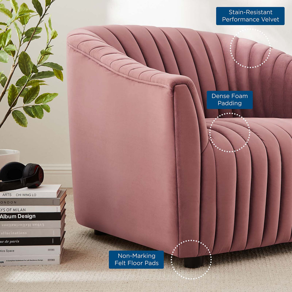 Announce Performance Velvet Channel Tufted Armchair By Modway - EEI-5055 | Armchairs | Modishstore - 15