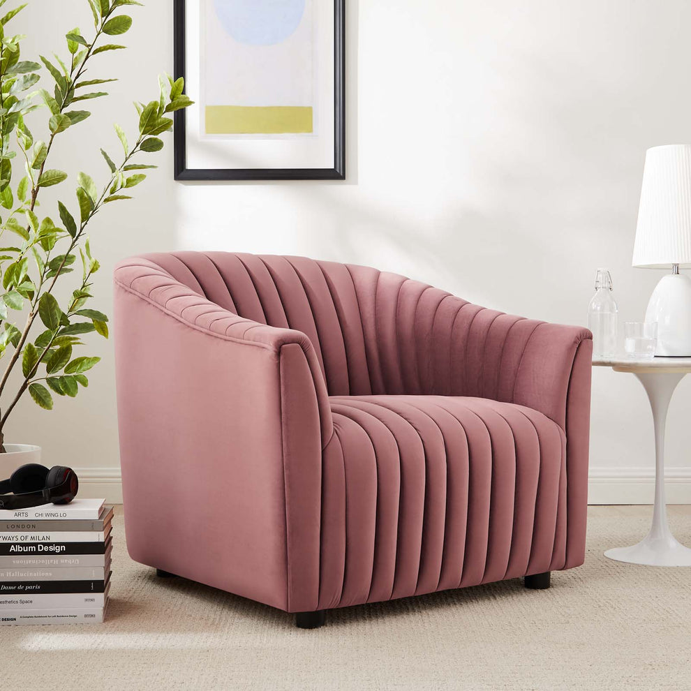 Announce Performance Velvet Channel Tufted Armchair By Modway - EEI-5055 | Armchairs | Modishstore - 16