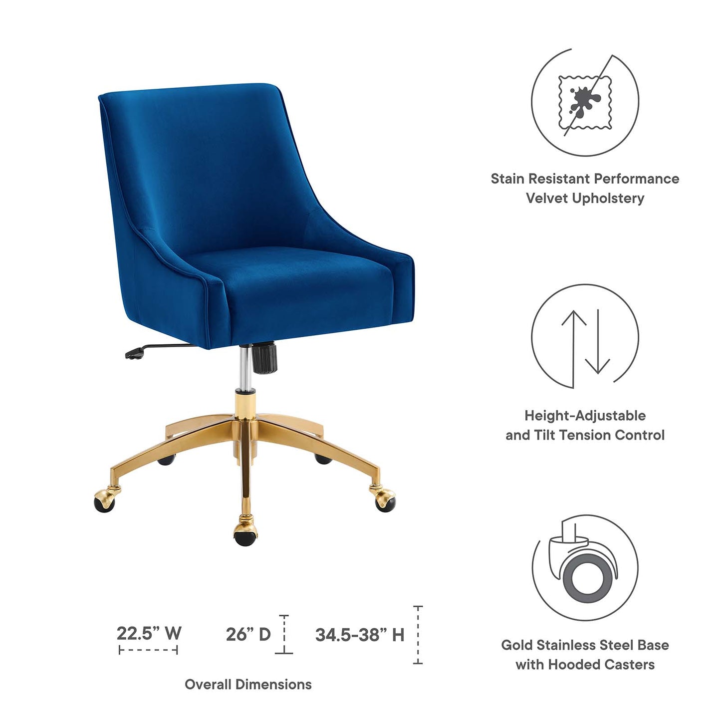Discern Performance Velvet Office Chair By Modway - EEI-5079-GRN | Office Chairs |  Modishstore - 27