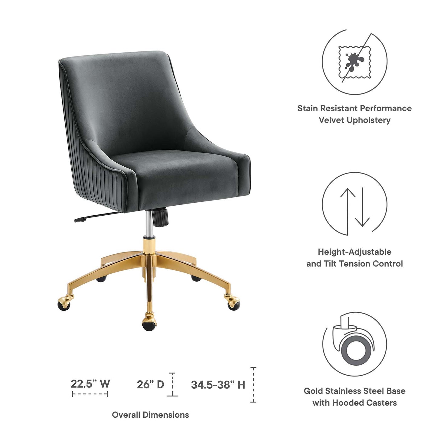 Discern Performance Velvet Office Chair By Modway - EEI-5080-GRN | Dining Chairs |  Modishstore - 13