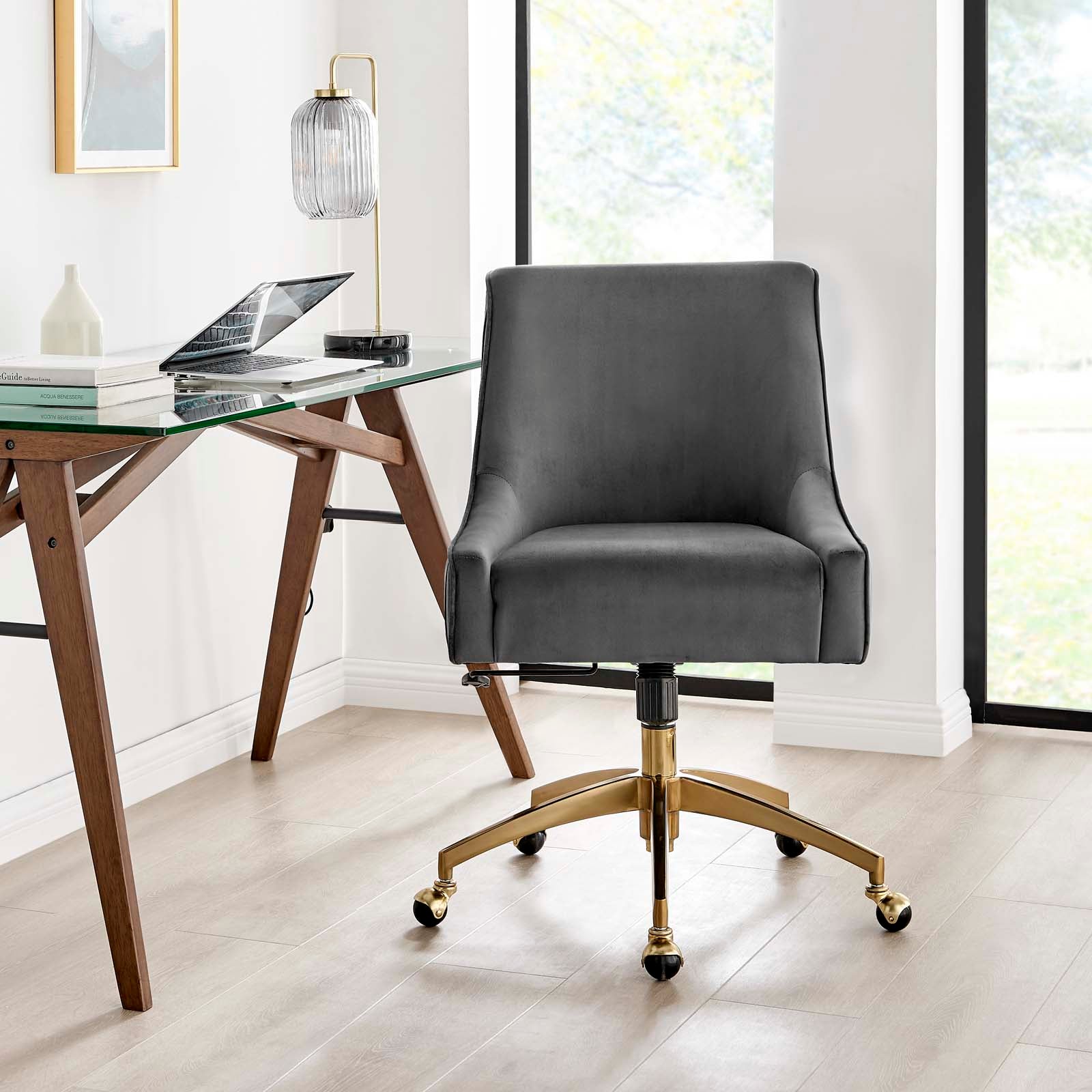 Discern Performance Velvet Office Chair By Modway - EEI-5080-GRN | Dining Chairs |  Modishstore - 14