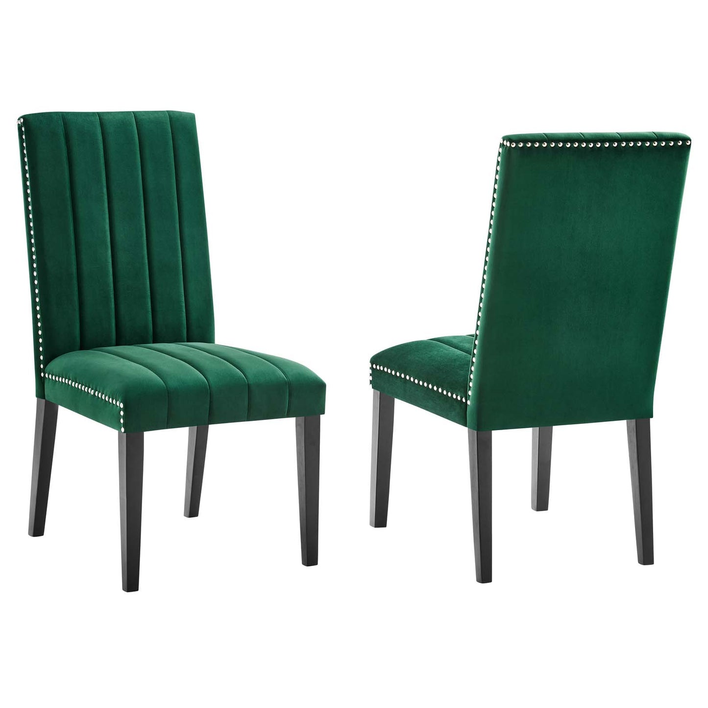 Catalyst Performance Velvet Dining Side Chairs - Set Of 2 By Modway - EEI-5081-GRN | Dining Chairs |  Modishstore