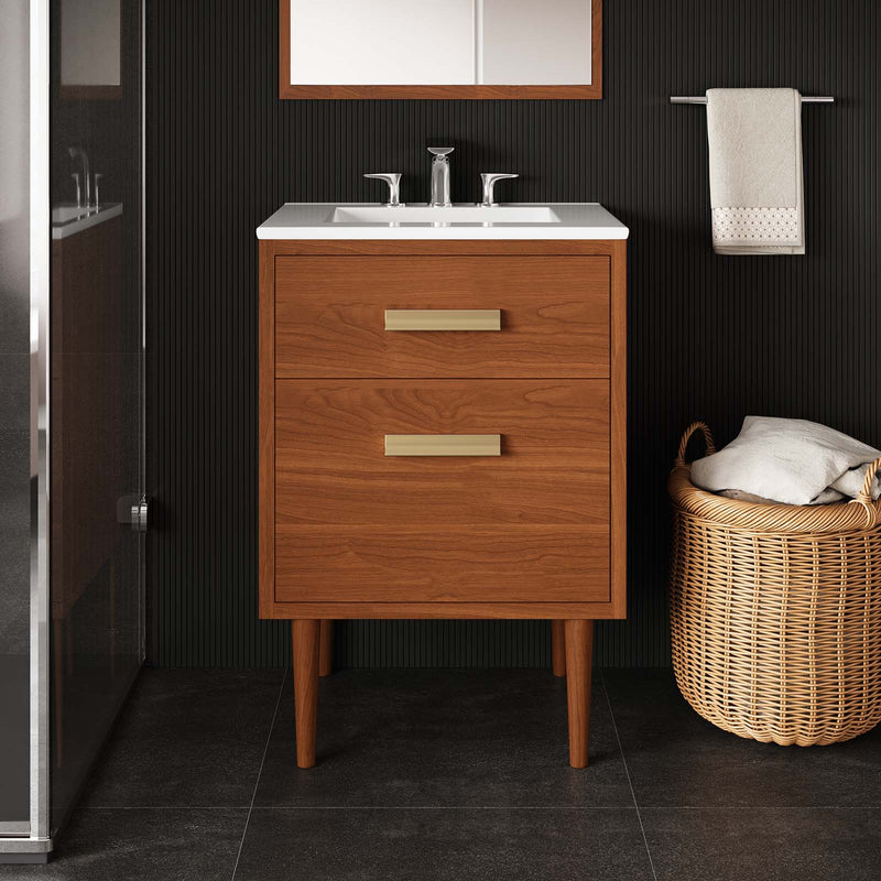 Cassia 24" Teak Wood Bathroom Vanity Cabinet (Sink Basin Not Included) By Modway - EEI-5082 | Bathroom Accessories | Modishstore - 1