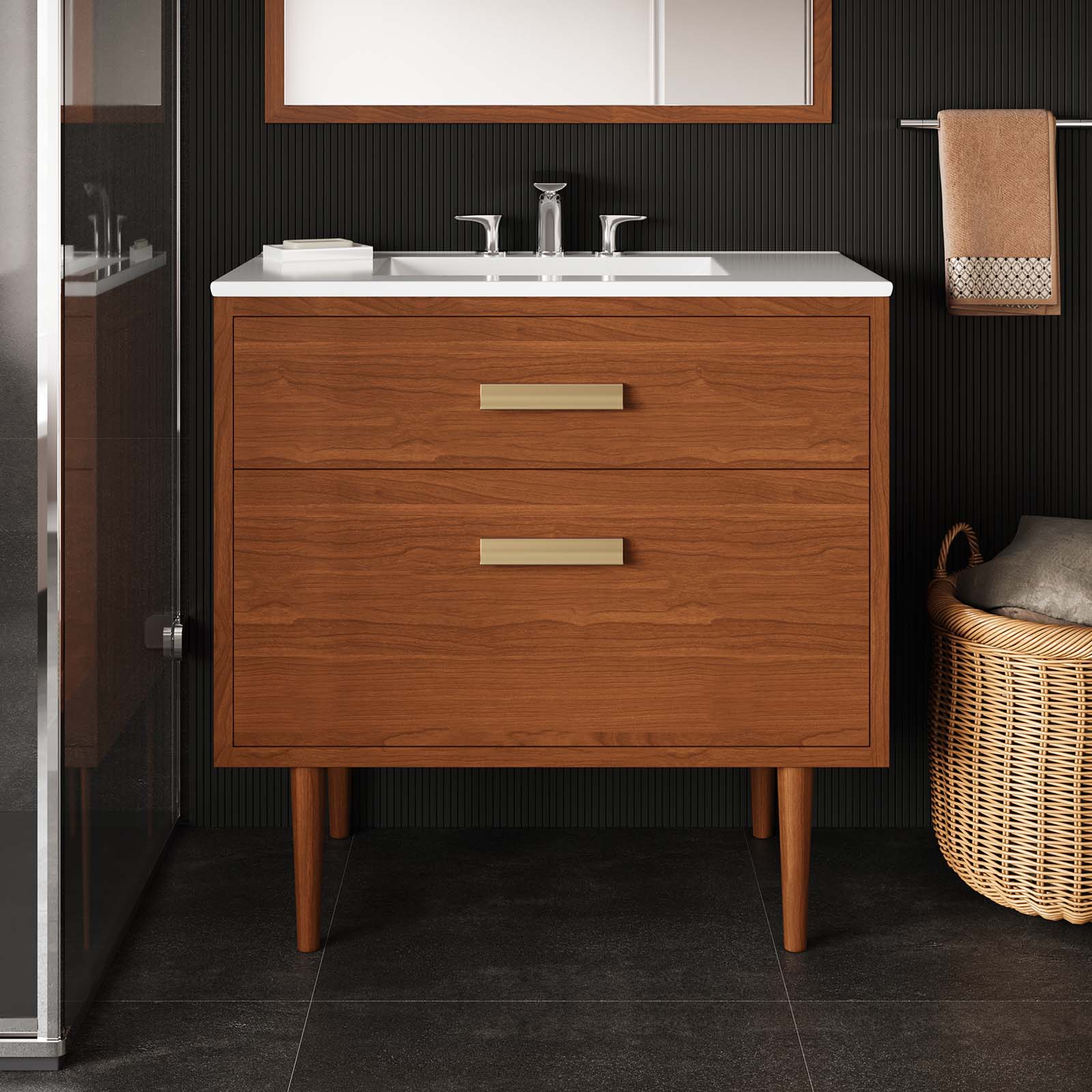 Cassia 36" Teak Wood Bathroom Vanity Cabinet (Sink Basin Not Included) By Modway - EEI-5083 | Bathroom Accessories | Modishstore