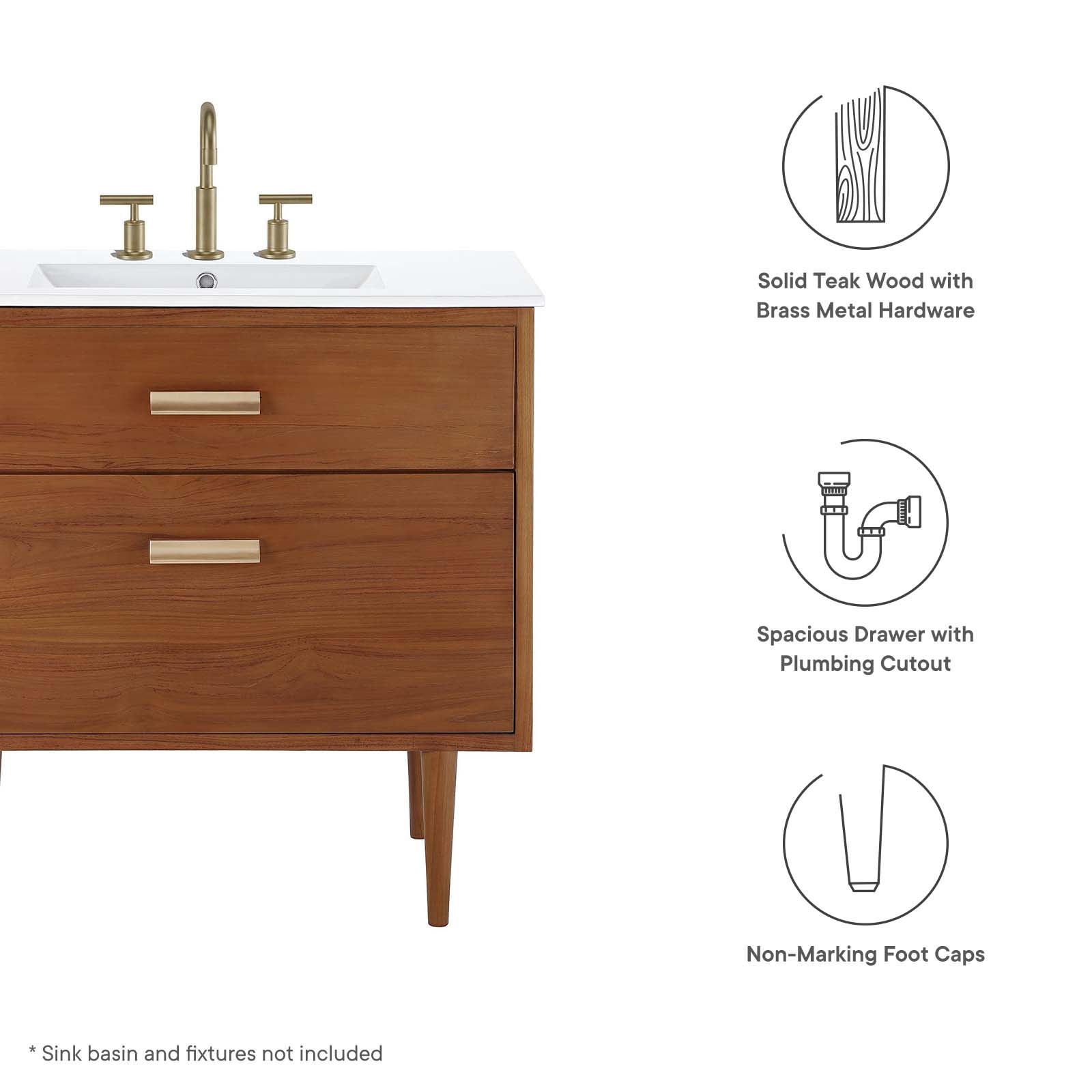 Cassia 36" Teak Wood Bathroom Vanity Cabinet (Sink Basin Not Included) By Modway - EEI-5083 | Bathroom Accessories | Modishstore - 8