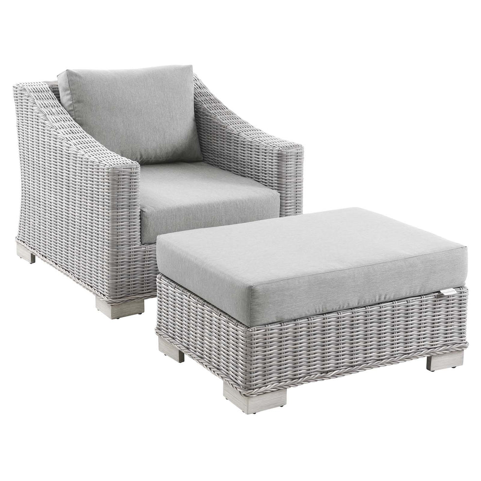 Modway Conway Outdoor Patio Wicker Rattan 2-Piece Armchair and Ottoman Set - EEI-5090 | Outdoor Chairs | Modishstore - 2