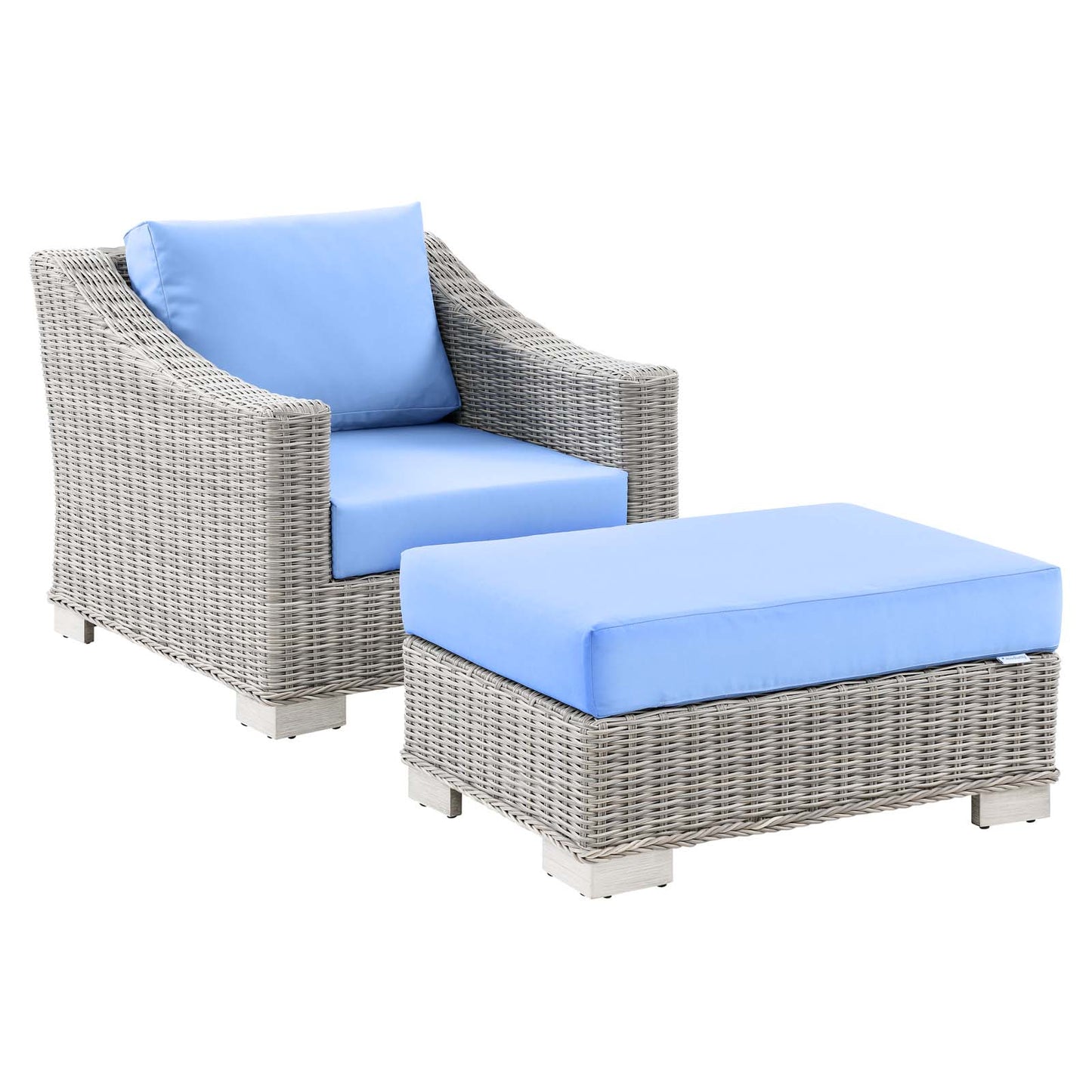 Modway Conway Outdoor Patio Wicker Rattan 2-Piece Armchair and Ottoman Set | Outdoor Chairs | Modishstore-6