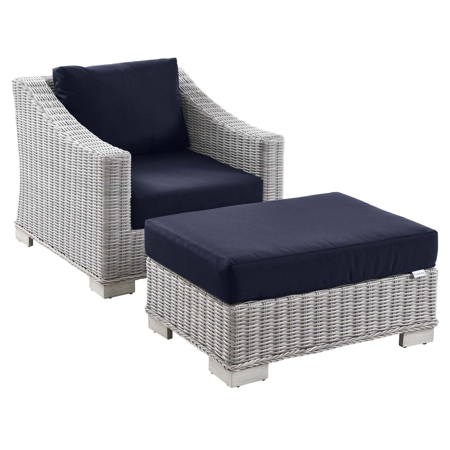 Modway Conway Outdoor Patio Wicker Rattan 2-Piece Armchair and Ottoman Set | Outdoor Chairs | Modishstore-10